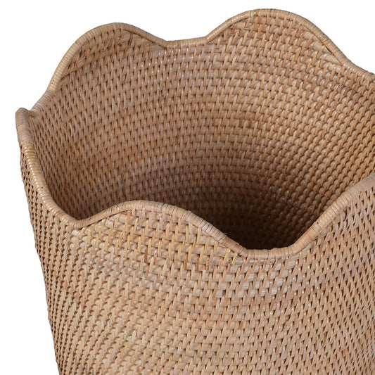 Natural Rattan Scalloped Umbrella Stand