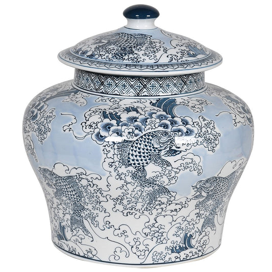 Chinoiserie Blue and White Ginger Jar