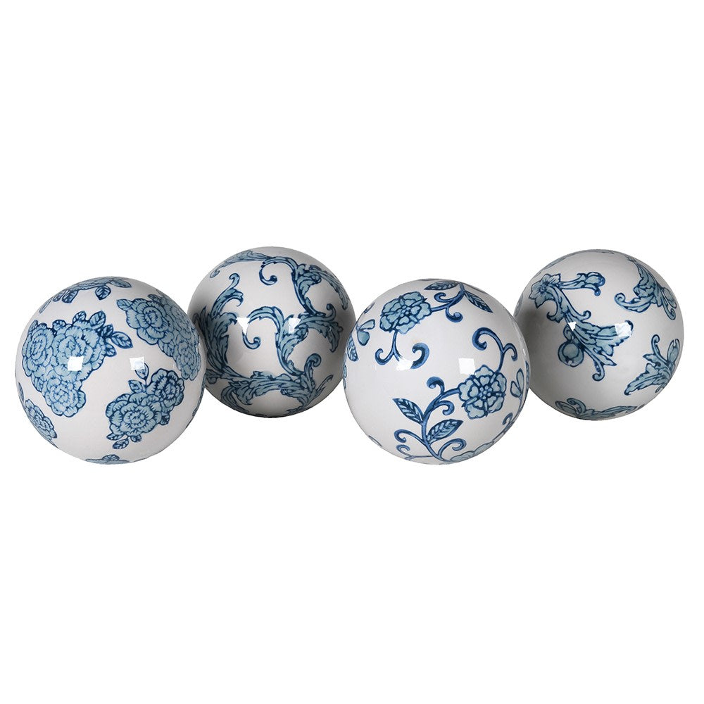 Blue and White Chinoiserie Lin Bu Balls (Set of 4)