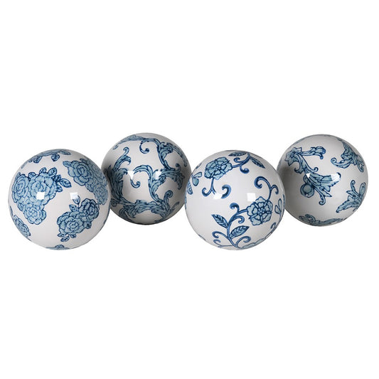 Blue and White Chinoiserie Lin Bu Balls (Set of 4)