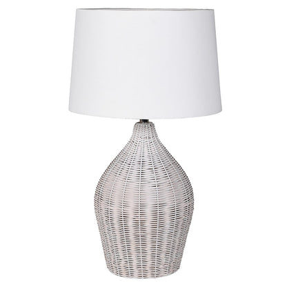 Nancy Rattan Lamp with Linen Shade
