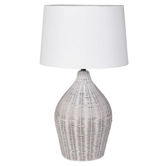 Nancy Rattan Lamp with Linen Shade