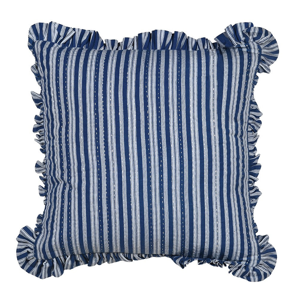 Ralph Blue Stripped Ruffle Cushion