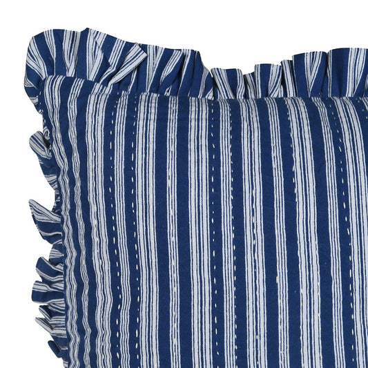 Ralph Blue Stripped Ruffle Cushion