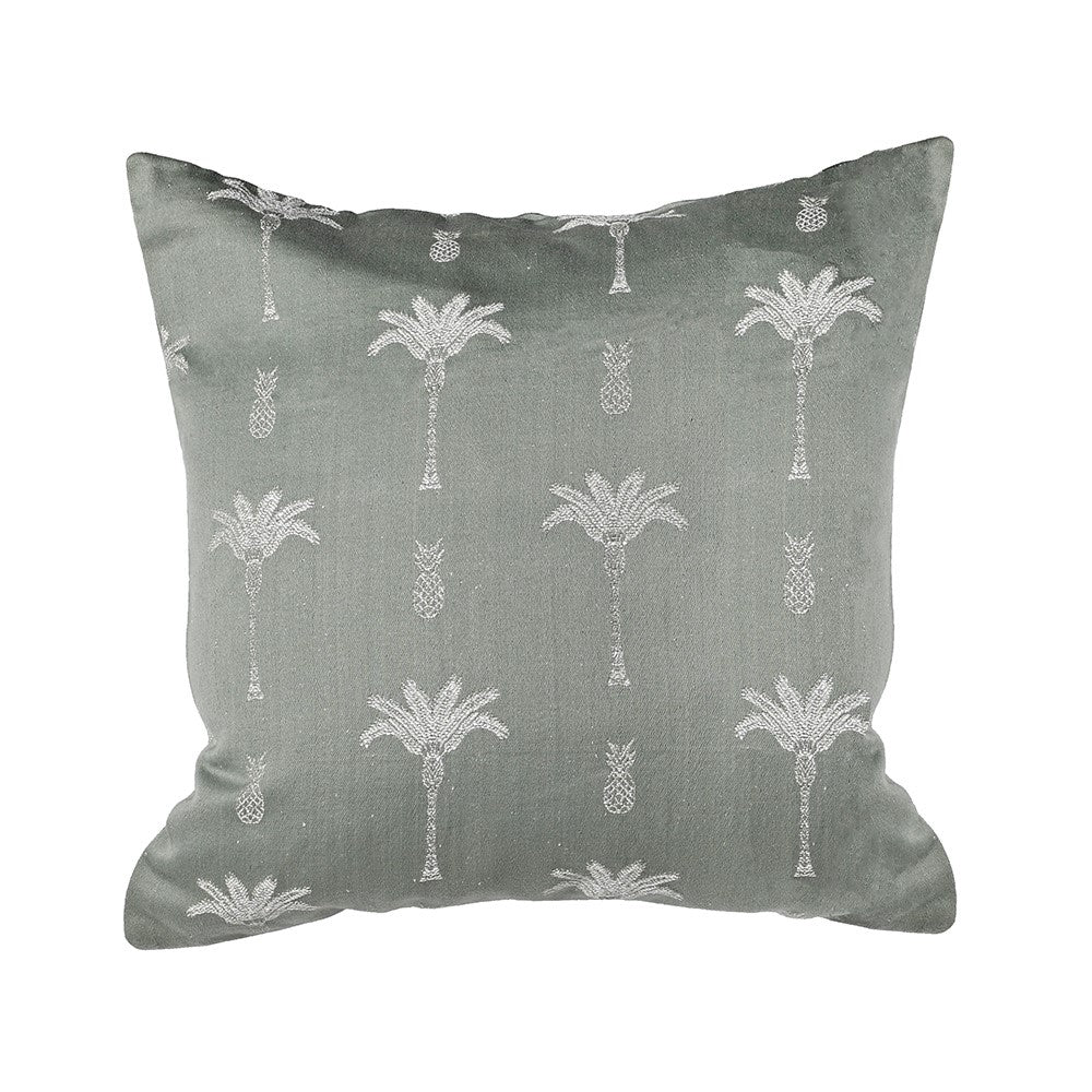 Silk Green Palm Tree Cushion Cover