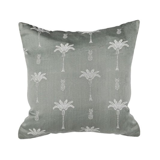 Silk Green Palm Tree Cushion Cover