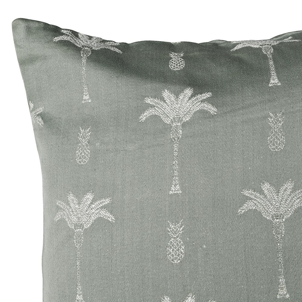 Silk Green Palm Tree Cushion Cover