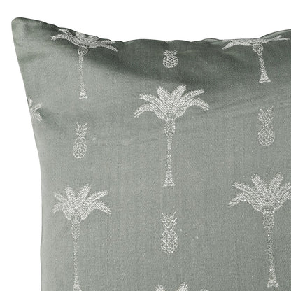 Silk Green Palm Tree Cushion Cover