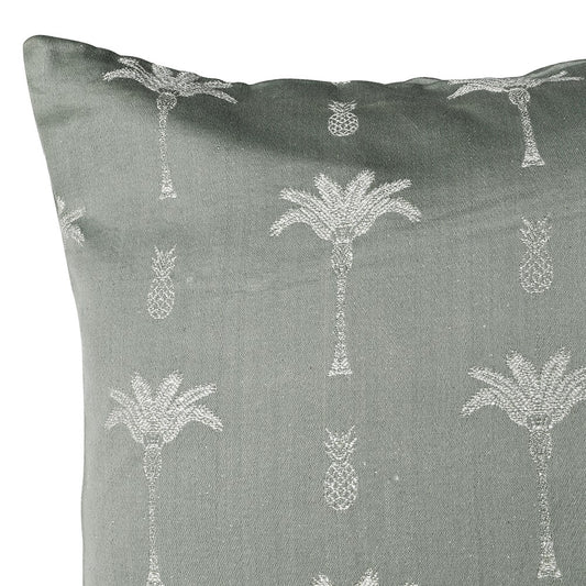 Silk Green Palm Tree Cushion Cover