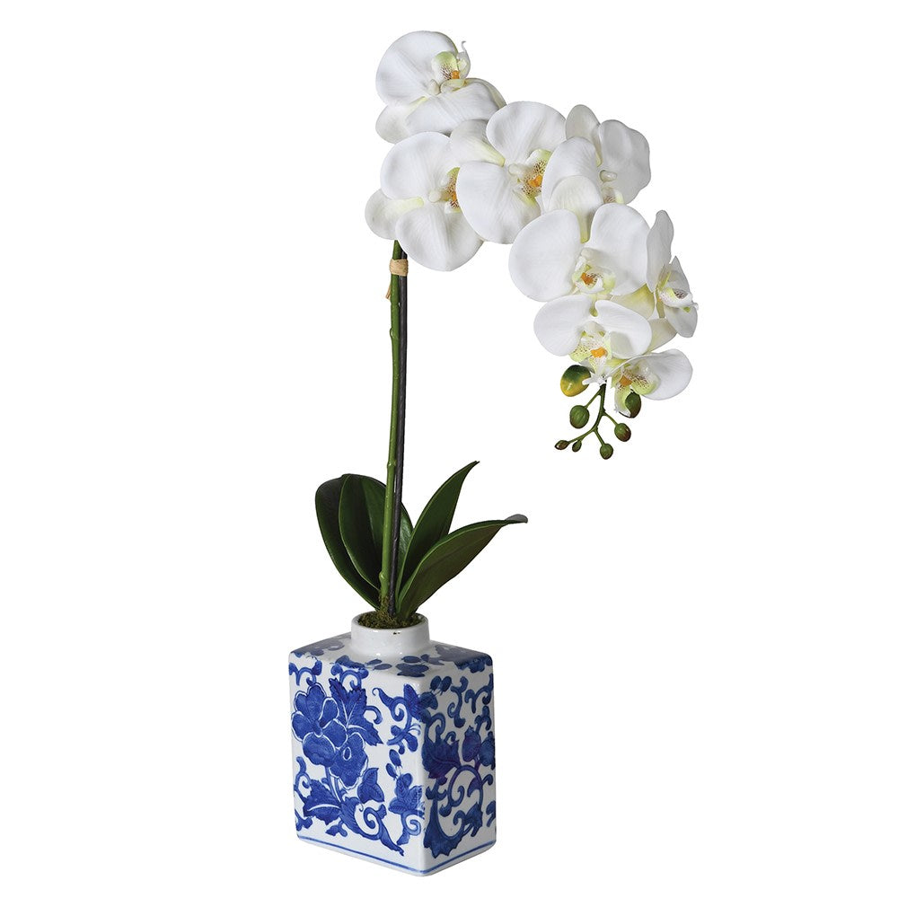 Faux Orchid in Chinoiserie Vase
