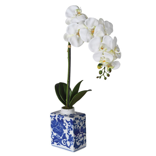 Faux Orchid in Chinoiserie Vase