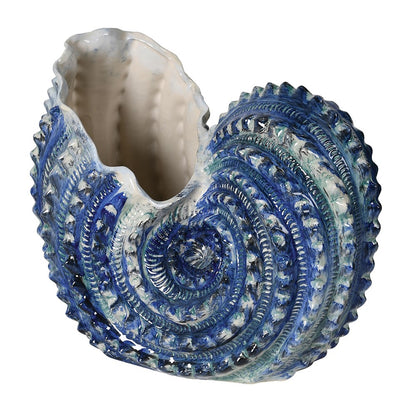 Whitehaven Large Ceramic Shell Vase in Blue