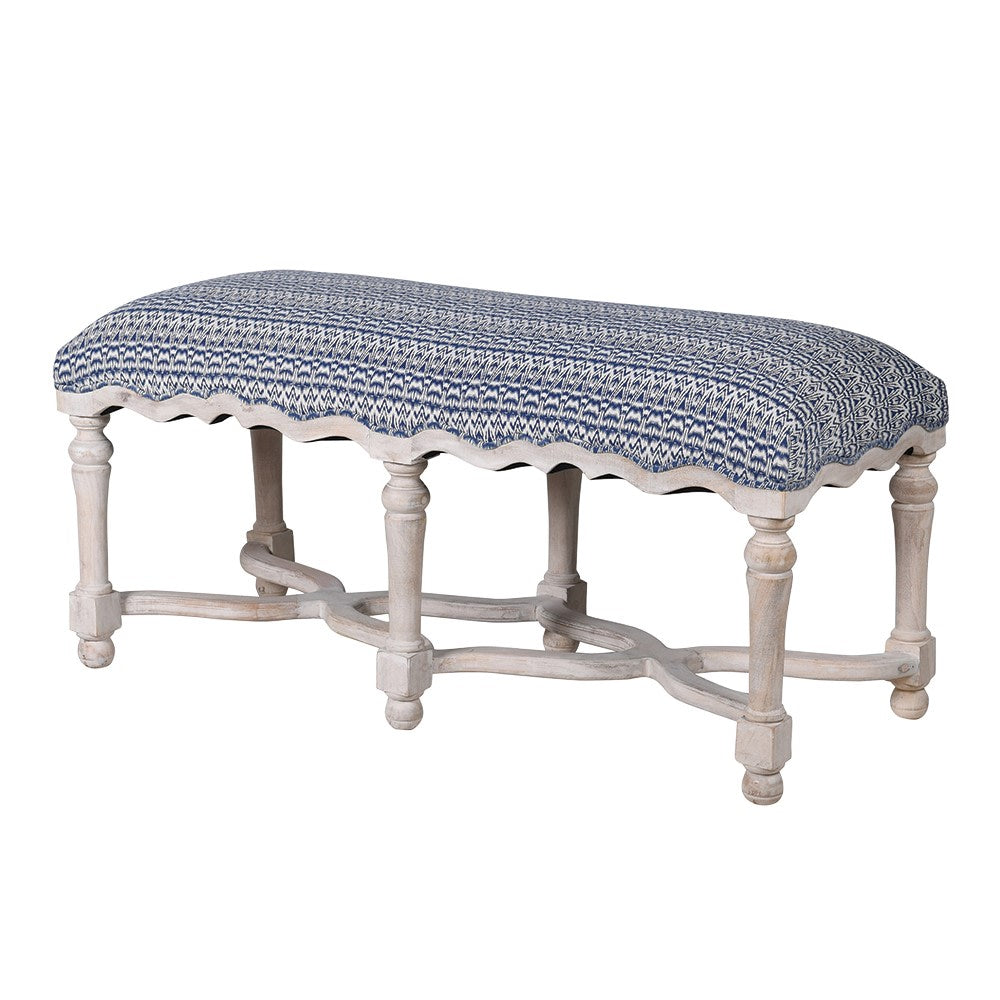Hamptons White Washed Bench