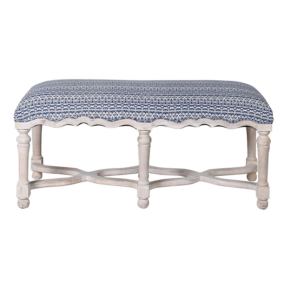 Hamptons White Washed Bench