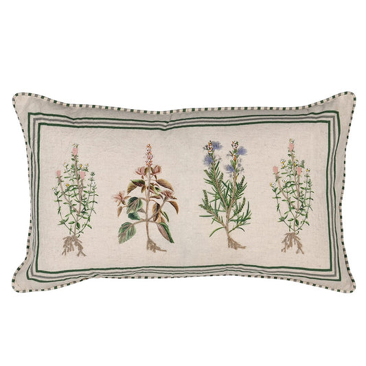 Herb Garden Embroidered Rectangular Cushion