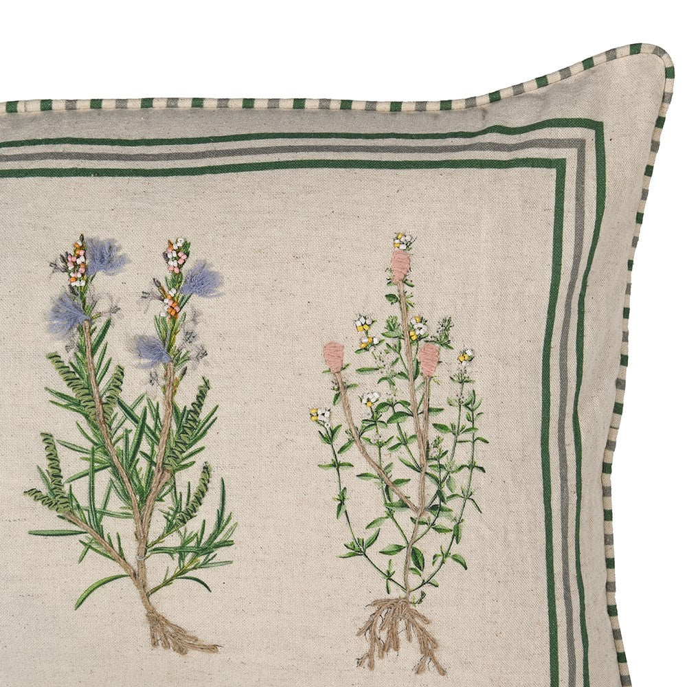 Herb Garden Embroidered Rectangular Cushion