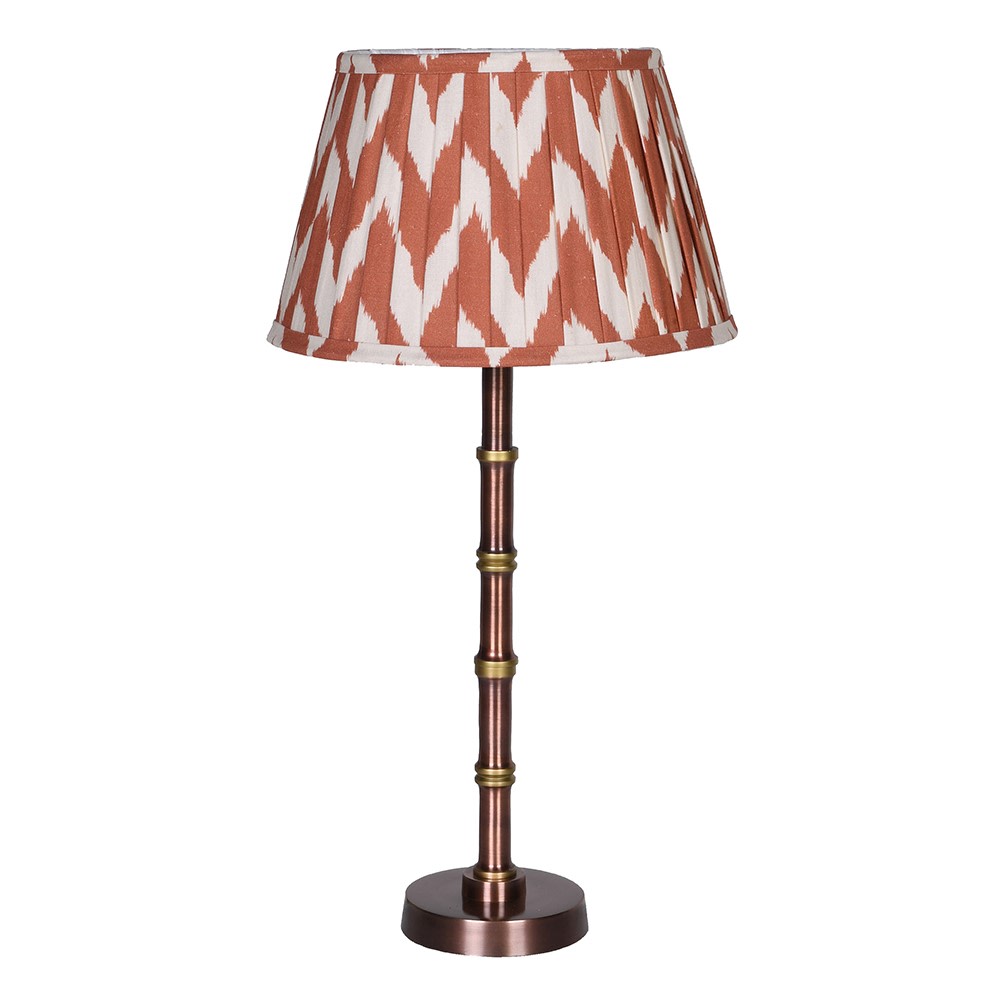 Brass Bamboo Table Lamp & Ikat Shade