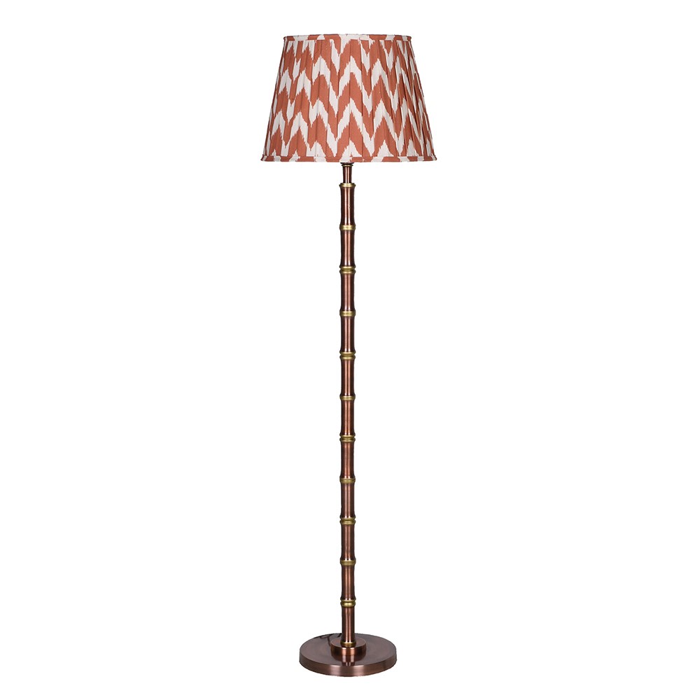 Brass Bamboo Floor Lamp & Ikat Shade