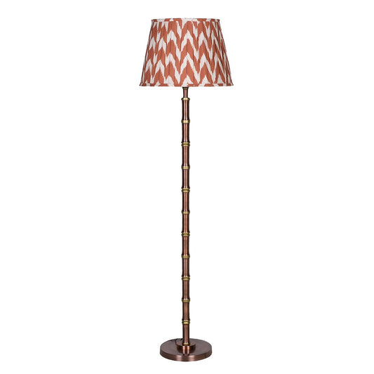 Brass Bamboo Floor Lamp & Ikat Shade