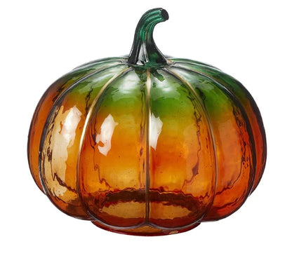 Glass Tea Light Green Pumpkin