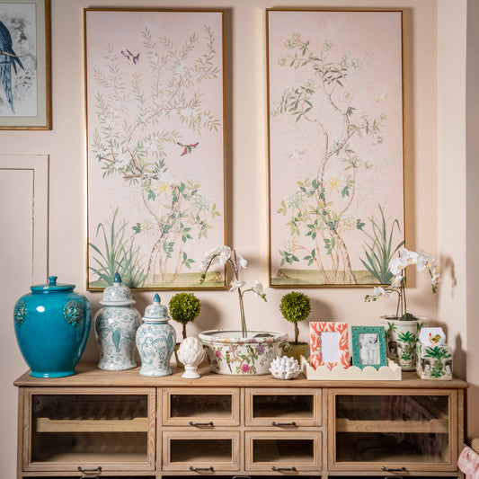 Pink Chinoiserie Artwork Panels (Set of 2)