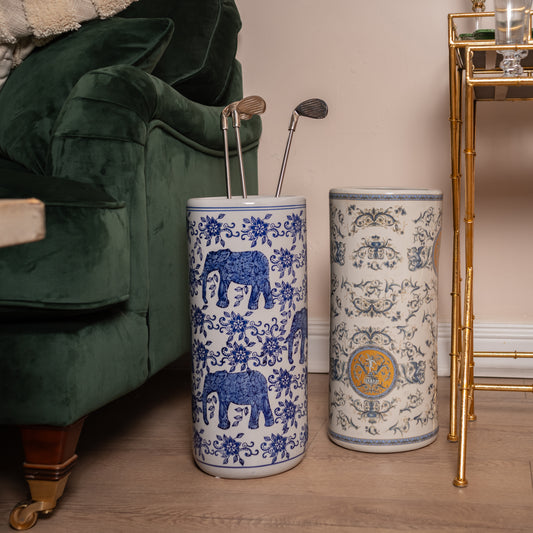 Blue & White Elephant Umbrella Stand