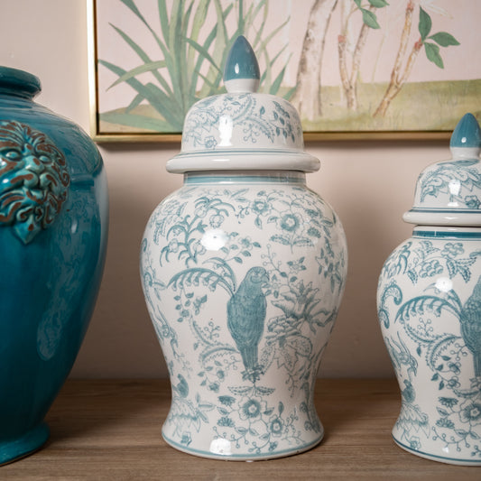 Mint Parrot Ginger Jar (Large)