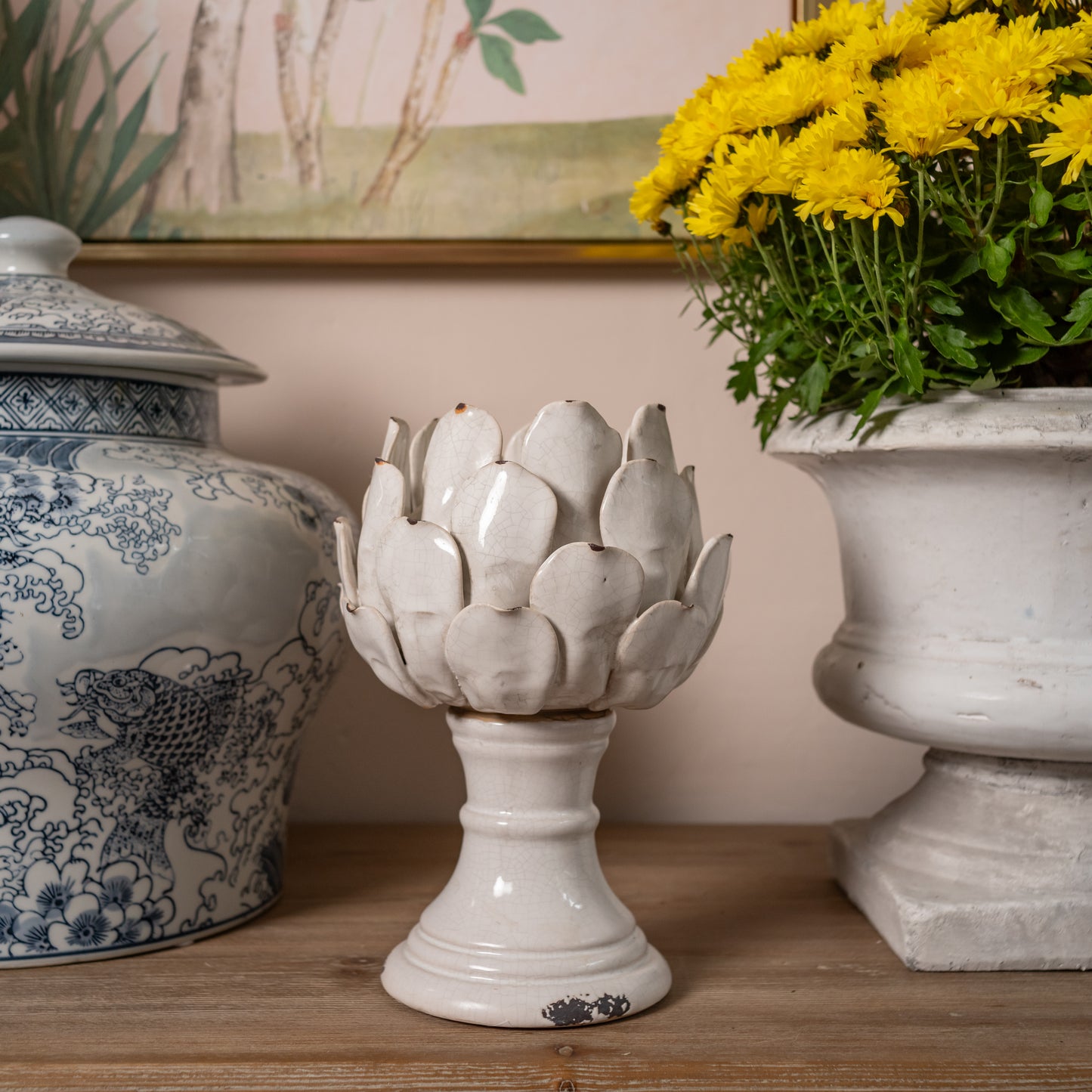 Cream Artichoke Candle Holder