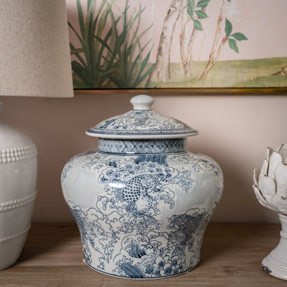 Chinoiserie Blue and White Ginger Jar