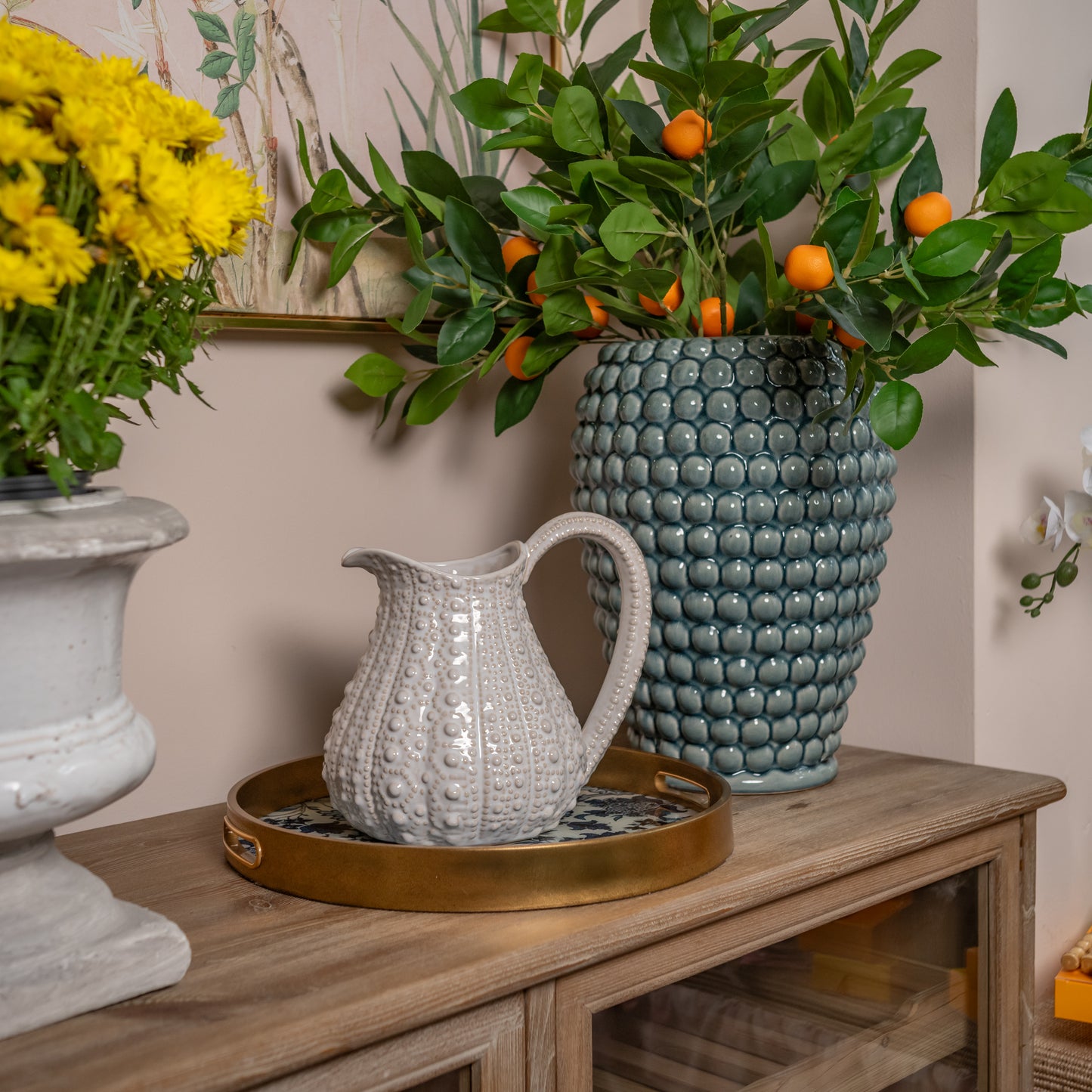 Sea Urchin Water Jug in Earth White