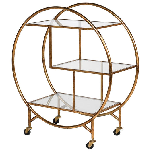 Art Deco Round Gold Drinks Trolley