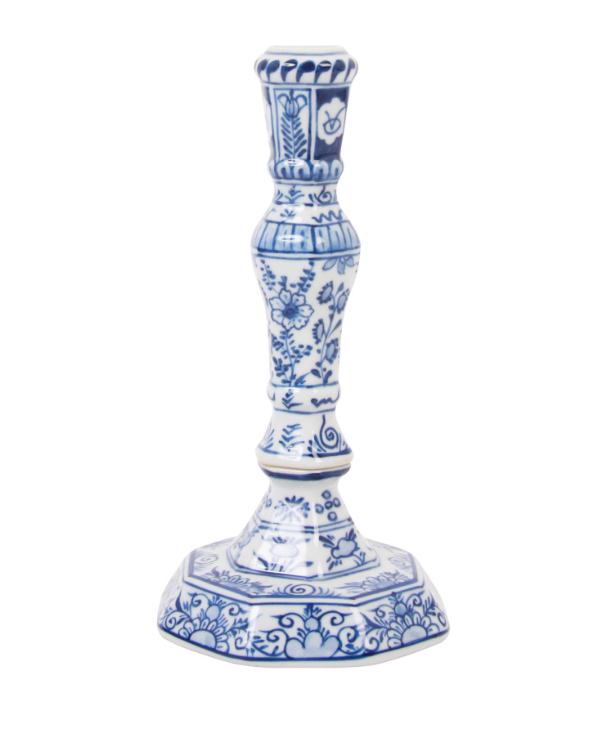 Blue and white candle outlet holders