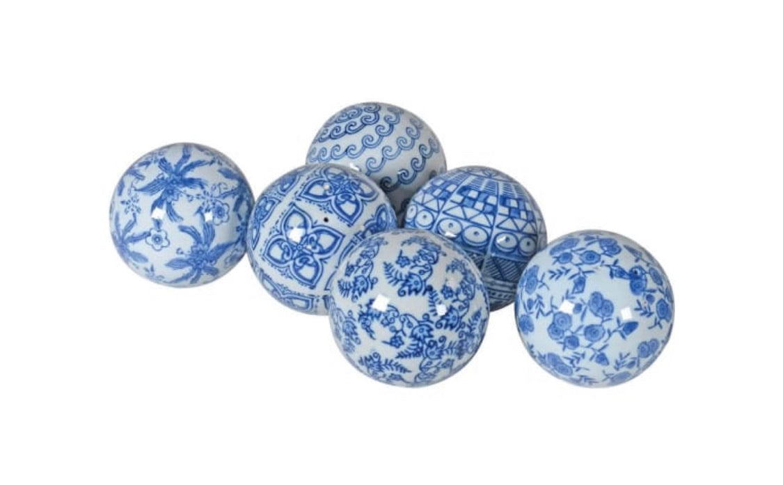 Blue and White Chinoiserie Lin Bu Balls (Set of 6)