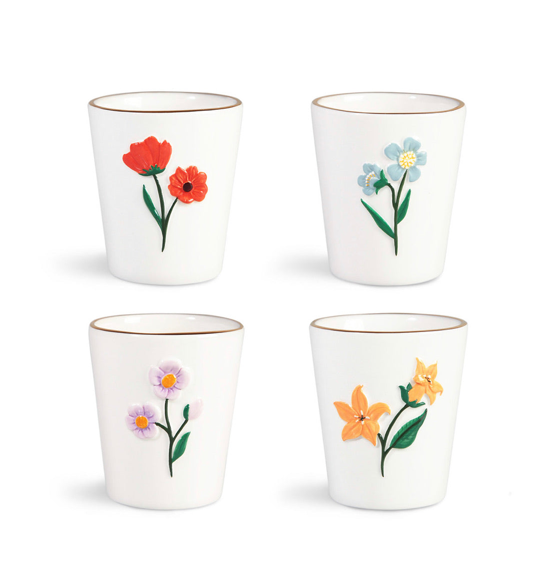 Wild Flower Cups (Set of 4)