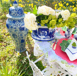 Giant Blue and White Chinoiserie Crackle Urn