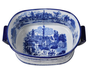 Extra Large Blue & White Oval Chinoiserie Planter