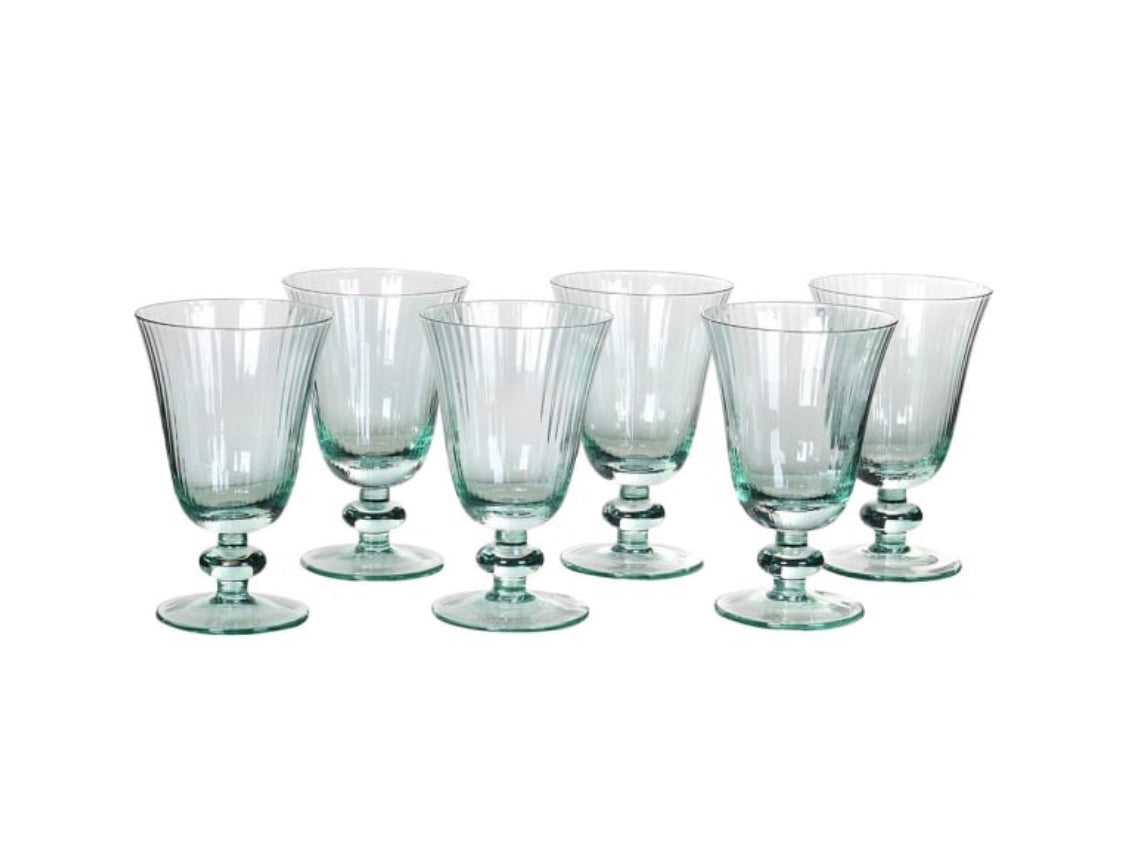Green Tulip Water Glasses (Set of 6)