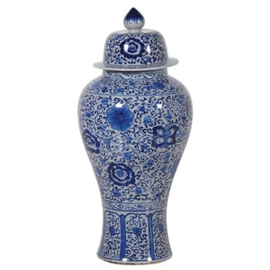 Giant Blue and White Chinoiserie Crackle Urn
